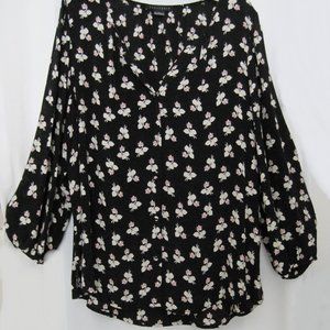 SANCTUARY Black Floral Blouse Size Large